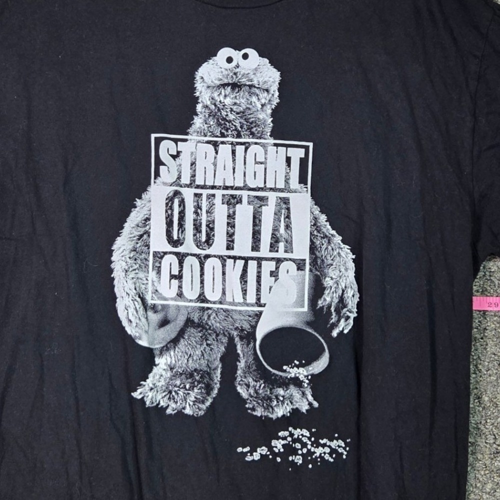 Sesame Street Graphic Tee Mens 2XL Black Straight Outta Cookies Cookie Monster